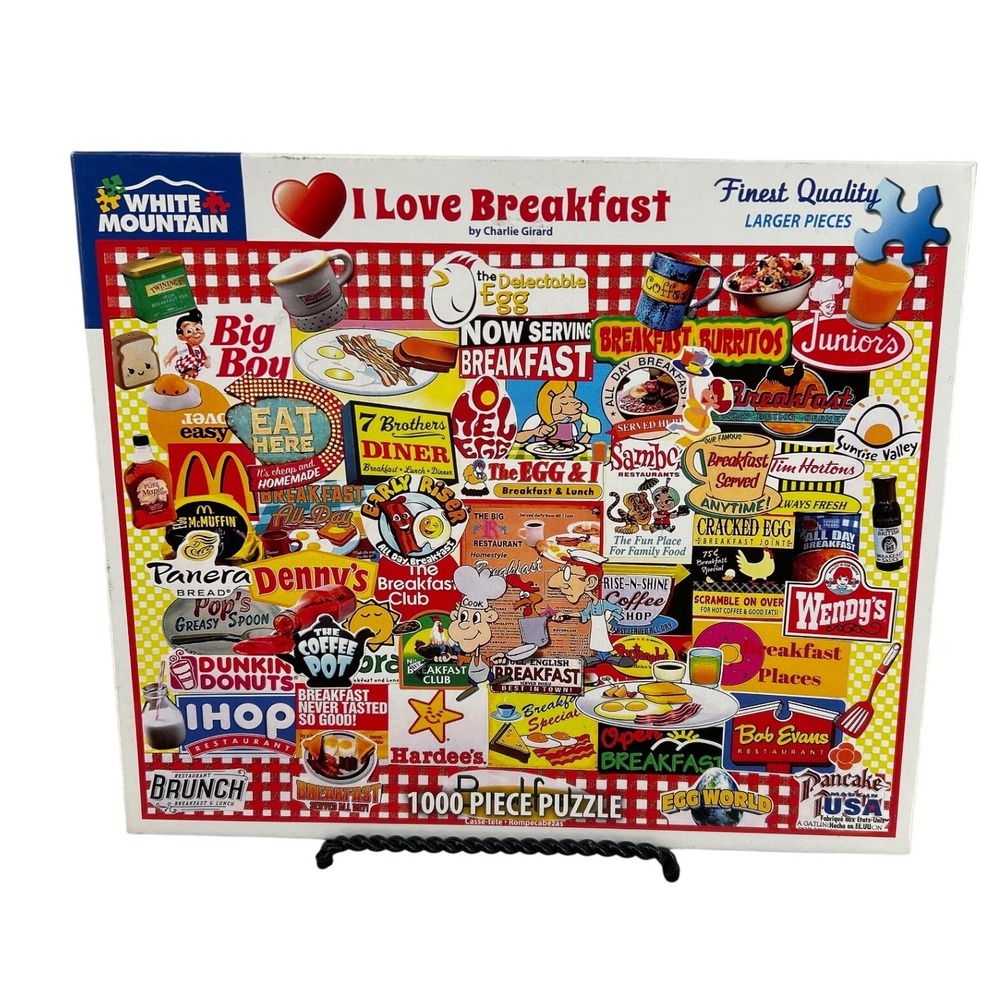 White Mountain I Love Breakfast 1000 Piece Jigsaw Puzzle Charlie Girard COMPLETE